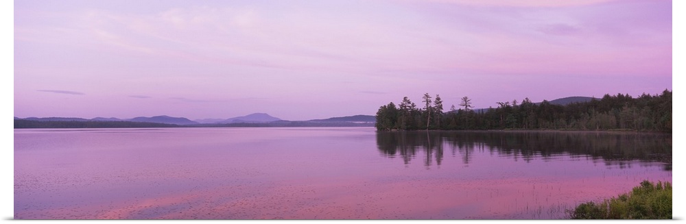 Sunset over a lake, Raquette Lake, Adirondack Mountains, New York State
