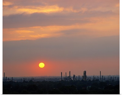Sunset over a refinery, Philadelphia, Pennsylvania