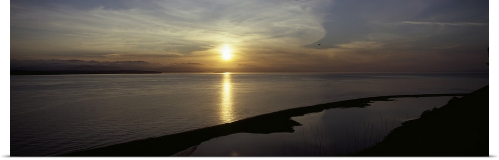 Sunset over the sea, Ebey's Landing National Historical Reserve, Whidbey Island, Island County, Washington State