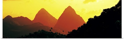 Sunset Twin Pitons St Lucia West Indies