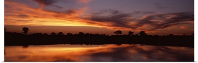Sunset Water Hole Botswana Africa