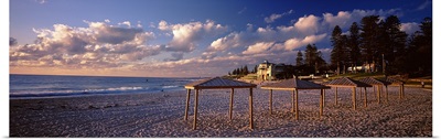 Sunshades on the beach, Indiana Tea House, Cottesloe Beach, Perth, Western Australia, Australia