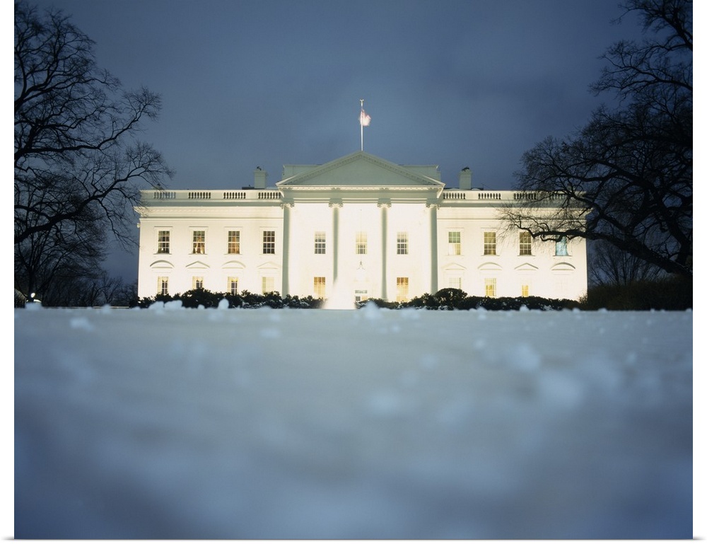 Surface view of snow in front of the White House, Washington DC
