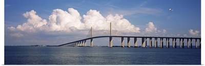 Suspension bridge across the bay, Sunshine Skyway Bridge, Tampa Bay, Gulf of Mexico, Florida,