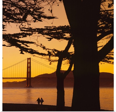 Suspension bridge over water, Golden Gate Bridge, San Francisco, California