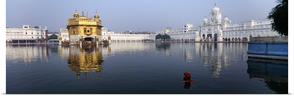 Temple at the waterfront, Golden Temple, Amritsar, Punjab, India