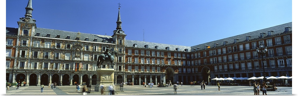 Tourists at a palace, Plaza Mayor, Madrid, Spain