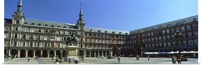 Tourists at a palace, Plaza Mayor, Madrid, Spain