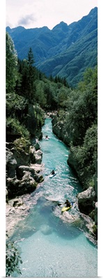Tourists kayaking in a river, Soca River, Soca Valley, Slovenia