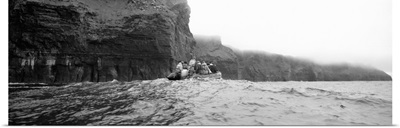 Tourists on a boat, Cliffs Of Moher, The Burren, County Clare, Republic Of Ireland