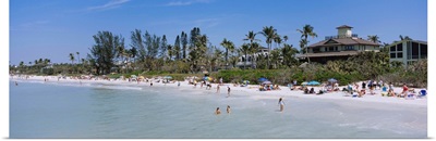 Tourists on the beach, Naples Beach, Gulf of Mexico, Naples, Florida