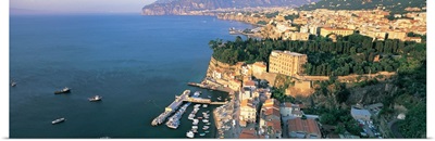 Town at the coast, Sorrento, Naples, Campania, Italy