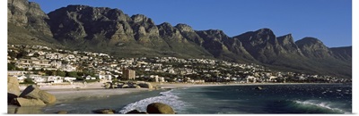 Town at the coast with a mountain range in the background, Twelve Apostle, Camps Bay, Cape Town, Western Cape Province, Republic of South Africa