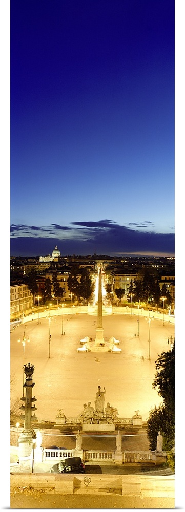 Town square with St. Peter's Basilica in the background, Piazza del Popolo, Rome, Italy