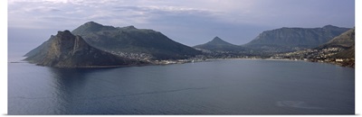 Town surrounded by mountains, Hout Bay, Cape Town, Western Cape Province, Republic of South Africa