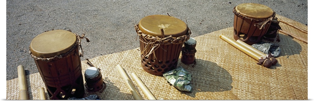 Traditional drums used for Hula performance, 48th Annual Hawaiian Cultural Festival, Puuhonua o Honaunau National Historic...