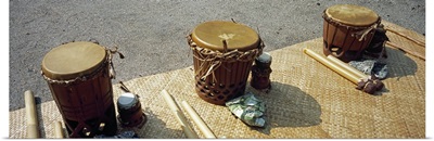 Traditional drums used for Hula performance, 48th Annual Hawaiian Cultural Festival, Puuhonua o Honaunau National Historical Park, Honaunau, Hawaii,