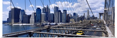 Traffic on a bridge, Brooklyn Bridge, Manhattan, New York City, New York State