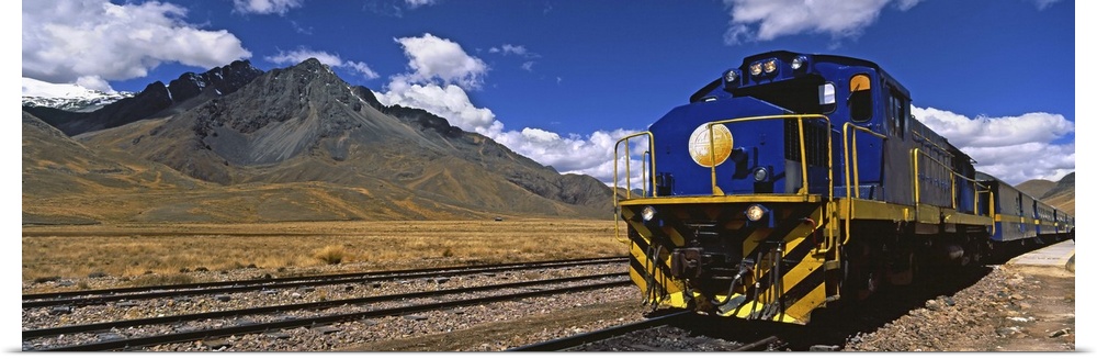 Train moving on the railroad tracks, Peru, South America