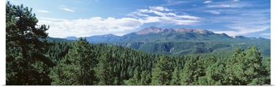 Trees in front of pike's peak mountain, Pike Peak National Forest, Colorado