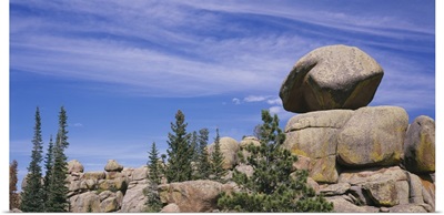 Trees near rock formations, Vedauwoo, Medicine Bow National Forest, Wyoming