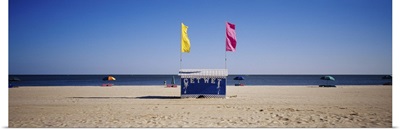 Two flags on a beach hut, Biloxi, Mississippi
