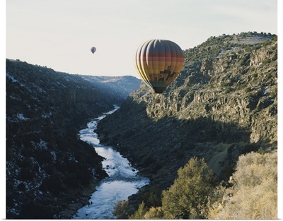 Two hot air balloons in the sky, Taos County, New Mexico