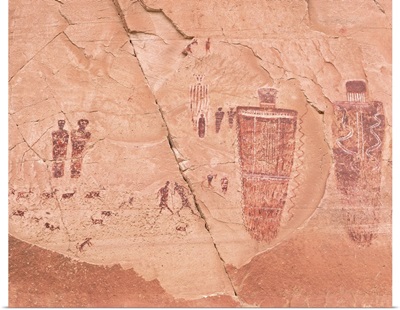 Utah, Canyonlands National Park, Great Gallery, Close-up of ancient painting on the rocks