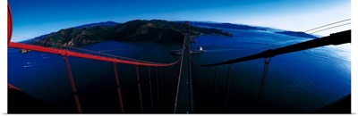 View from top Golden Gate Bridge San Francisco CA