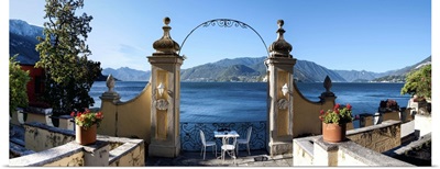 View of Lake Como from a patio, Varenna, Lombardy, Italy