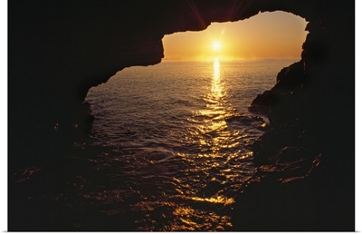 View Of Ocean Sunrise From Inside Anenome Cave