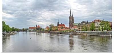 View of Oder river and Cathedral island in Wroclaw, Poland