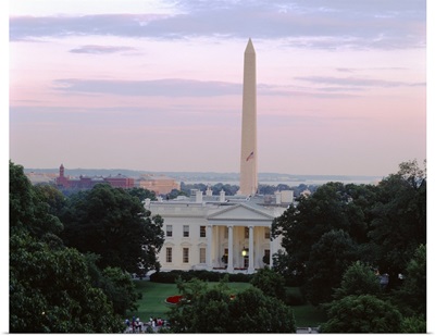 View of the White House and Washington Monument at dusk, Washington DC