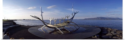 Viking ship sculpture at the coast, Reykjavik, Iceland