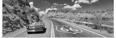 Vintage car moving on the road, Route 66, Arizona