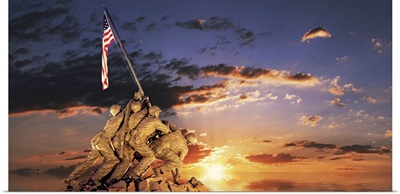 War memorial at sunrise, Iwo Jima Memorial, Rosslyn, Arlington, Arlington County, Virginia