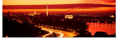 Washington DC, aerial, sunset
