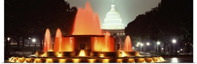 Washington DC, fountain, night