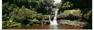 Waterfall in a forest, Hana Falls, Maui, Hawaii