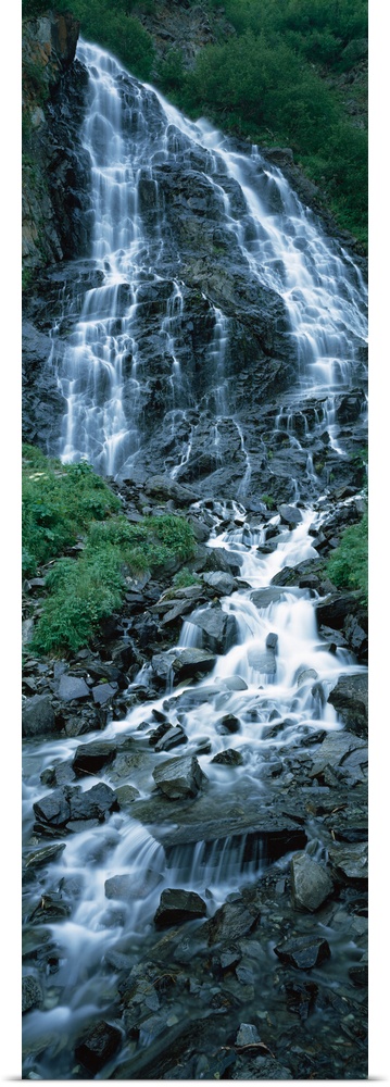 Waterfall in a forest, Horsetail Falls, Valdez, Alaska