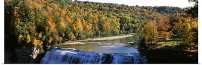Waterfall, Middle Falls, Genesee, Letchworth State Park, New York State,