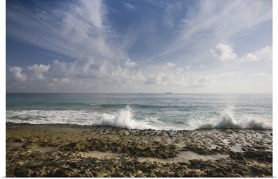 Waves breaking on the beach, North East Point, Mahe Island, Seychelles