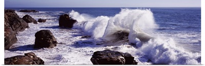 Waves breaking on the coast, Santa Cruz, Santa Cruz County, California,