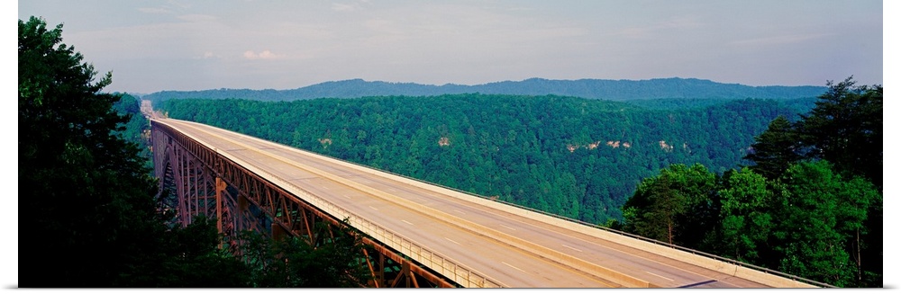 West Virginia, Route 19, High angle view of New River Gorge Bridge