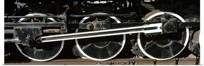 Wheels of a steam engine on the railroad track, Flagstaff, Coconino County, Arizona