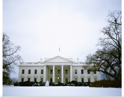 White House with snow at dusk, Washington DC