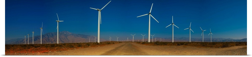 Wind turbines in a field, California,