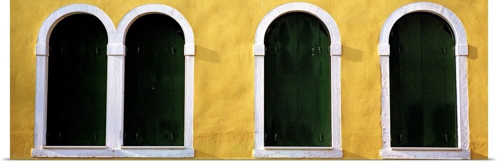 Windows in Yellow Wall Venice Italy