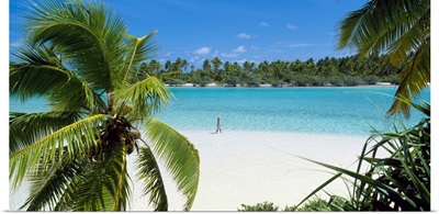 Woman Beach One Foot Island Cook Islands