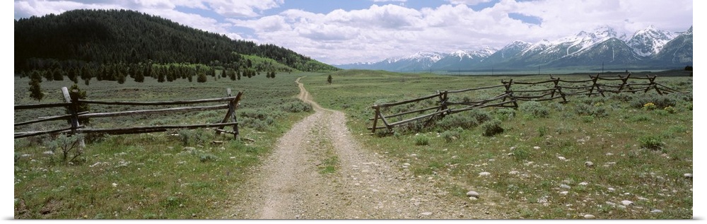 Wyoming, Grand Teton National Park, Dirt road in a landscape